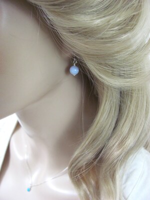 Blue Lace Agate Drop Earrings in Sterling Silver - image3